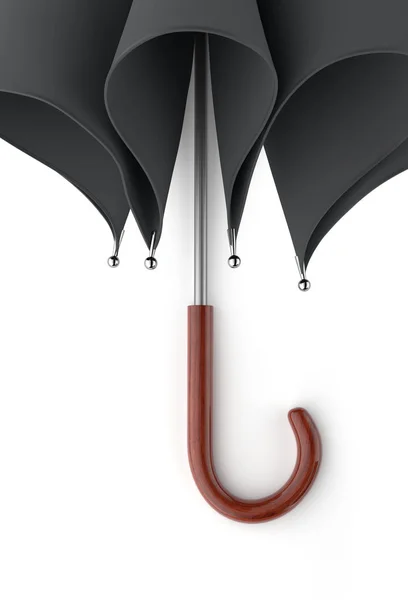 Σκούρο ομπρέλα που απομονώνονται σε λευκό φόντο. 3D απεικόνιση . — Φωτογραφία Αρχείου