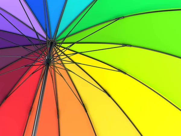 Guarda-chuva colorido arco-íris isolado no fundo branco. Ilustração 3D  . — Fotografia de Stock