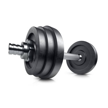 Dumbbell beyaz arka planda izole edilmiş. 3d illüstrasyon