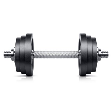Dumbbell beyaz arka planda izole edilmiş. 3d illüstrasyon