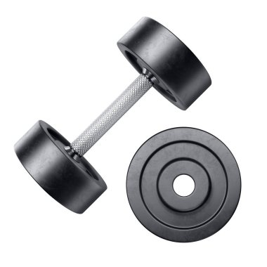 Dumbbell beyaz arkaplanda izole edildi