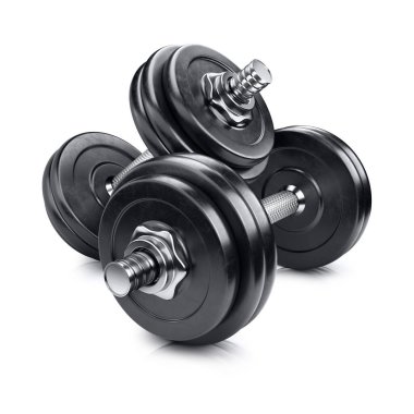 Dumbbell beyaz arkaplanda izole edildi