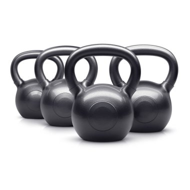 Kettlebell 'ler beyaz arka planda izole edilmiş. 3d illüstrasyon