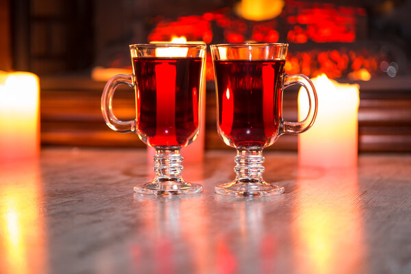 Beautiful Two glasses of mulled wine 