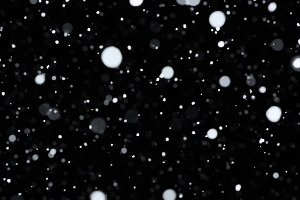 Queda de neve no preto — Fotografia de Stock