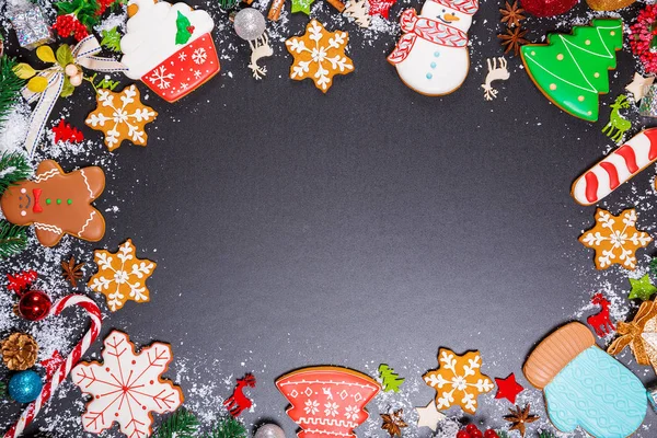 Τα cookies Χριστούγεννα με χιόνι — Φωτογραφία Αρχείου
