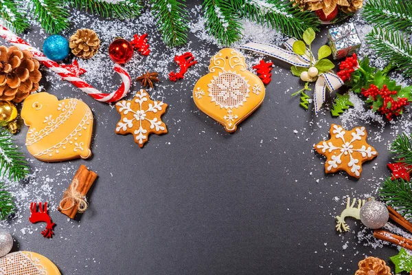 Christmas cookies  with snow — Stock Photo, Image