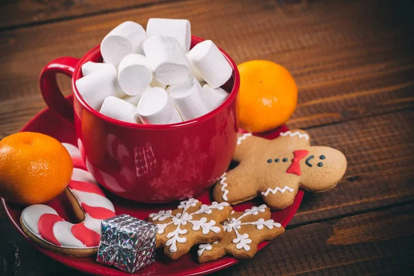 Christmas cookies and fir festive decoration — Stock Photo, Image