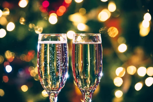 Close up of two glasses with champagne — Stock Photo, Image