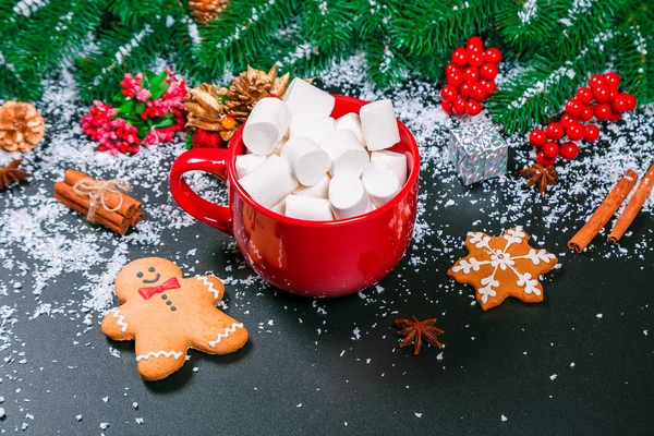 Stock image Christmas cookies and cup with marshmallows