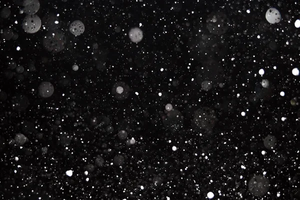 Падение снега на черном фоне — стоковое фото