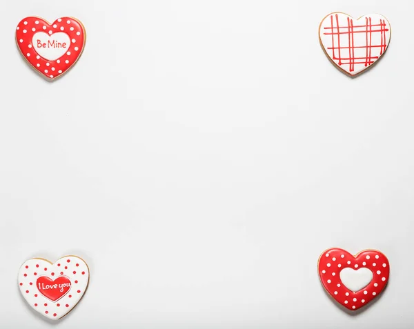 Beautiful hearts gingerbread cookies — Stock Photo, Image