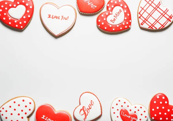 Beautiful hearts gingerbread cookies — Stock Photo, Image