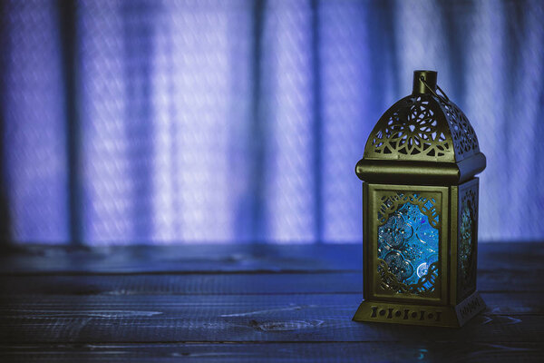 Blue background with lantern Stock Photo