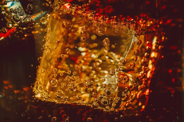 Cola with ice cubes in glass — Stock Photo, Image