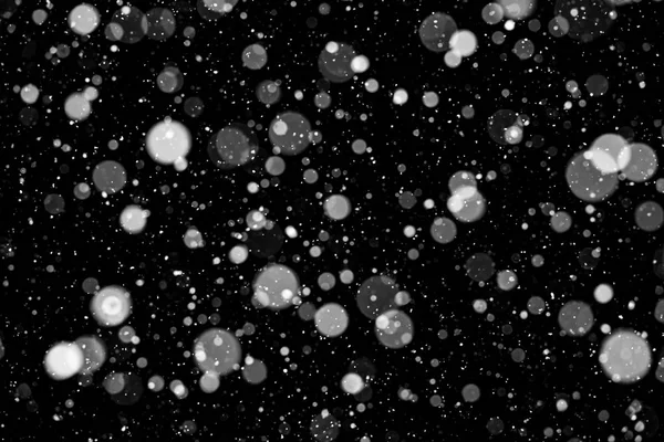 Falling snow on black background. — Stock Photo, Image