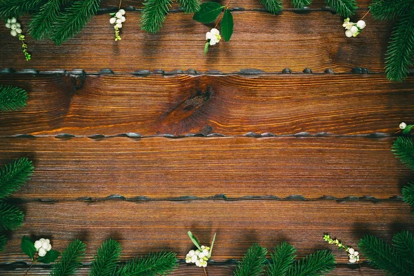 Ramas de abeto de Navidad en forma de marco — Foto de Stock