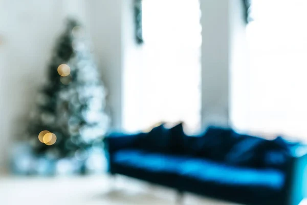 焦的客厅与圣诞树 — 图库照片