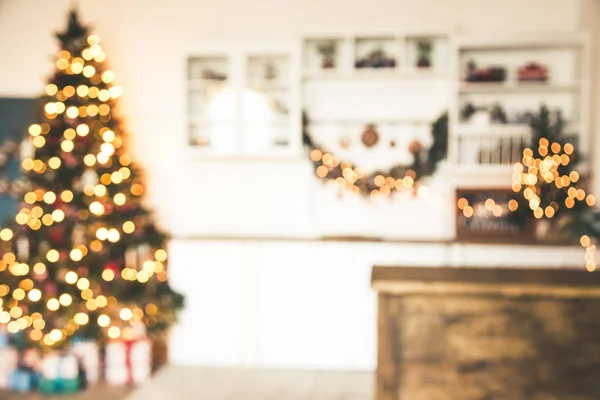 Defocused Background Living Room Christmas Tree — Stock Photo, Image