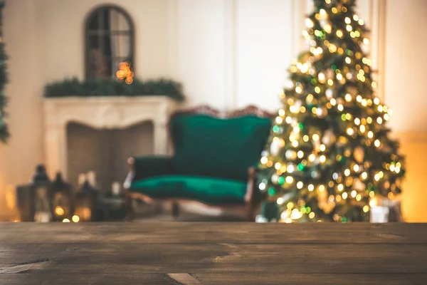 Vánoční Dovolená Pozadí Prázdnou Rustikální Stůl — Stock fotografie