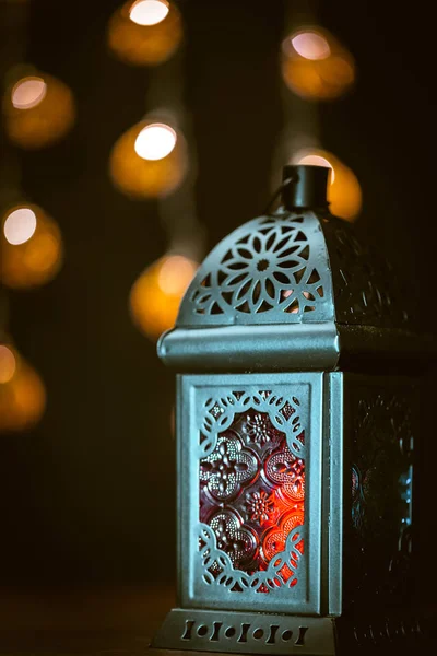 Мусульманский Праздник Священного Месяца Рамадан Карим Красивый Фон Сияющим Фонарем — стоковое фото
