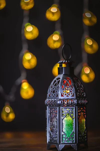 Muslim Feast Holy Month Ramadan Kareem Beautiful Background Shining Lantern — Stock Photo, Image