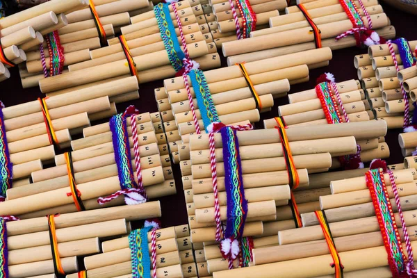 Pan flute on a street market — Stock Photo, Image