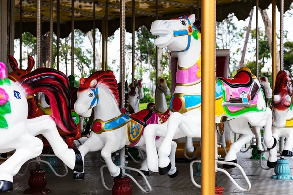 Cavalos em um carnaval Merry Go Round — Fotografia de Stock