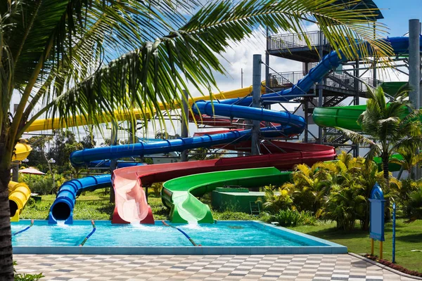 Water slides in aqua park — Stock Photo, Image