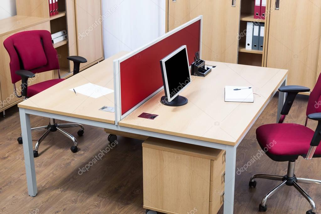 monitor on desk in a modern office