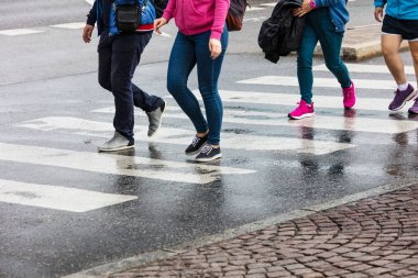 pedestrian crossing in modern city clipart