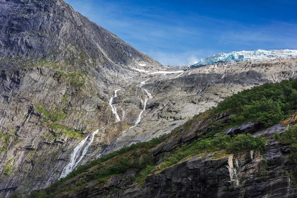 Briksdal glacier, waterfall, Norway — Stock Photo, Image