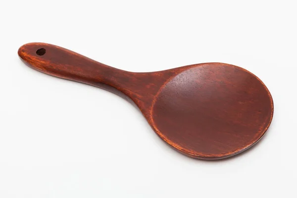 Big Wooden Spoon White Background — Stock Photo, Image