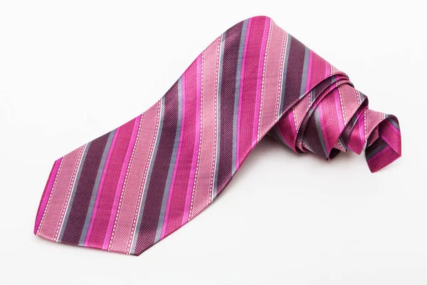 Pink Striped Necktie White Background — Stock Photo, Image