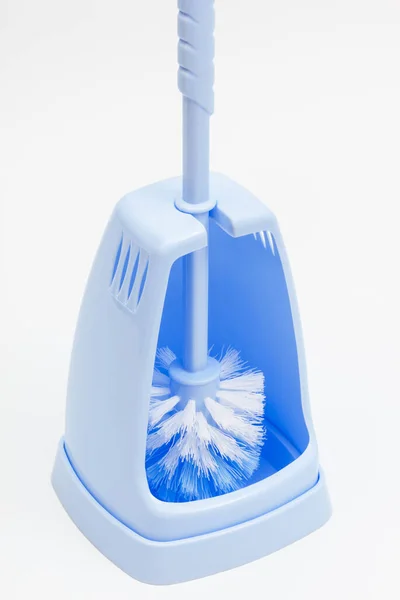 Blue Toilet Brush White Background — Stock Photo, Image