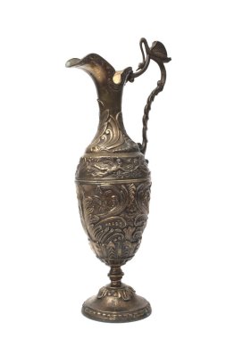 Bir Satyr ve melekler, çiçek süsleri, kol Swan ile bronz sürahi