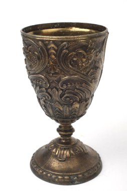 Bir satir, çiçek ornamentsbronze Kupası ile bir satir, çiçekli süsler ile bronz fincan
