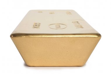 Beyaz bir arka plan üzerinde 12 kilogram ağırlığında Altın külçe