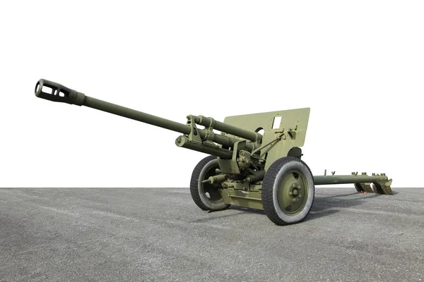 Old green artillery field cannon gun — Stock Photo, Image