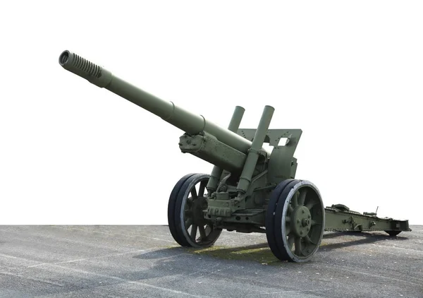 Old green artillery field cannon gun — Stock Photo, Image