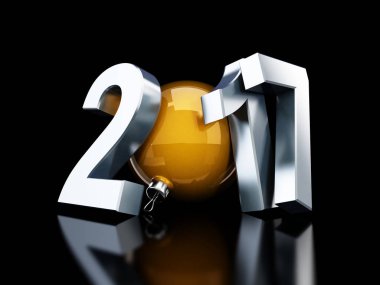 Mutlu yeni yıl 2017 siyah arka plan üzerine