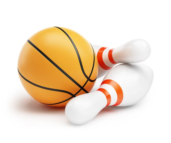 Pallacanestro Bowling su sfondo bianco Illustrazioni 3d — Foto Stock