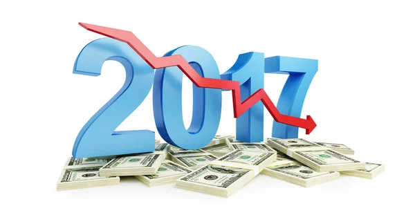Recessão econômica em 2017 em um fundo branco 3d ilustrações — Fotografia de Stock