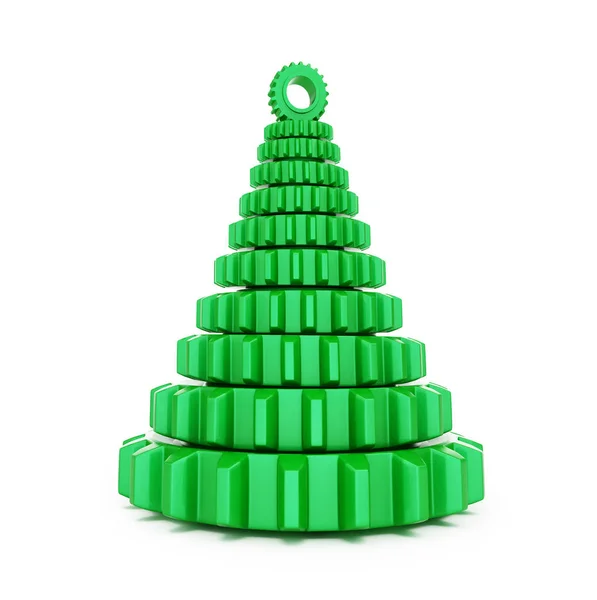 Fir tree from machine gear on a white background 3d Illustrations — Stock Photo, Image