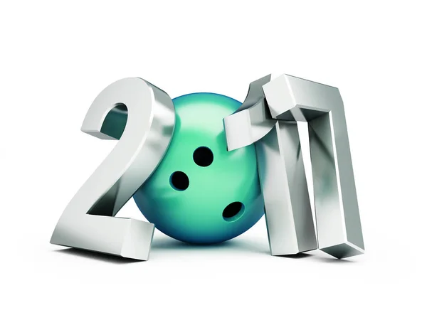 Bowlingball 2017 Neujahr auf weißem Hintergrund. 3D-Abbildungen — Stockfoto