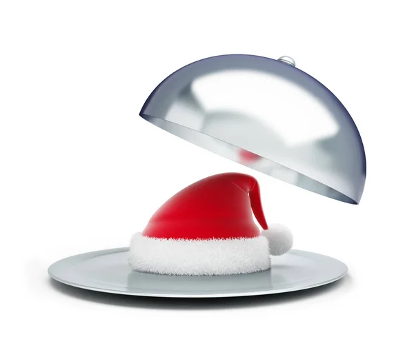 Plateau ouvert santa chapeau sur fond blanc 3d Illustrations Photos De Stock Libres De Droits