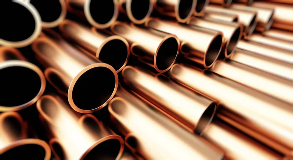 Copper metal pipe on white background. 3d Illustrations — Stock Photo, Image