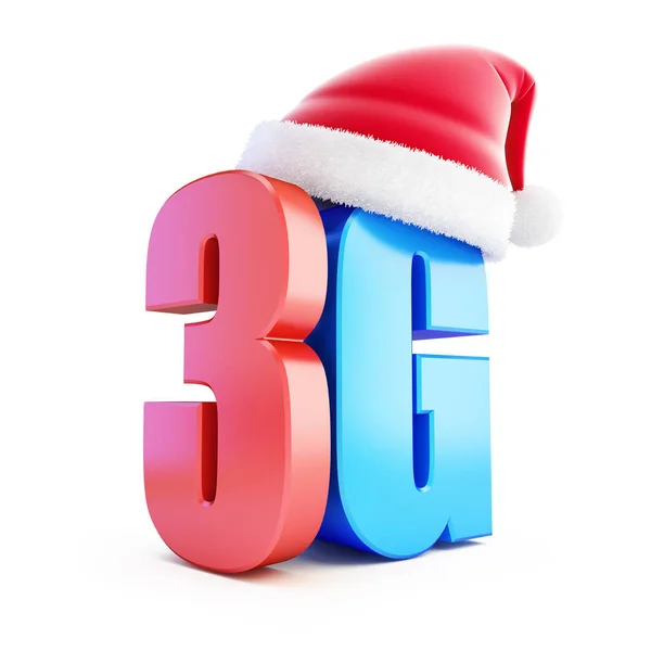 Panneau 3G Santa Hat, connexion cellulaire 3G haute vitesse sans fil de données. 3d Illustrations sur fond blanc — Photo