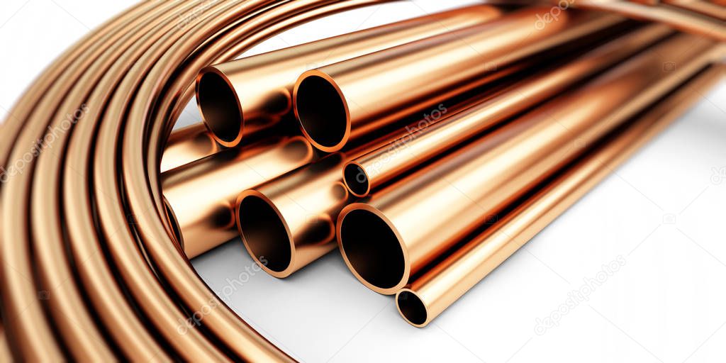 copper metal pipe 3d Illustrations