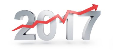 Beyaz arka plan üzerinde 2017 3d çizimler için ok